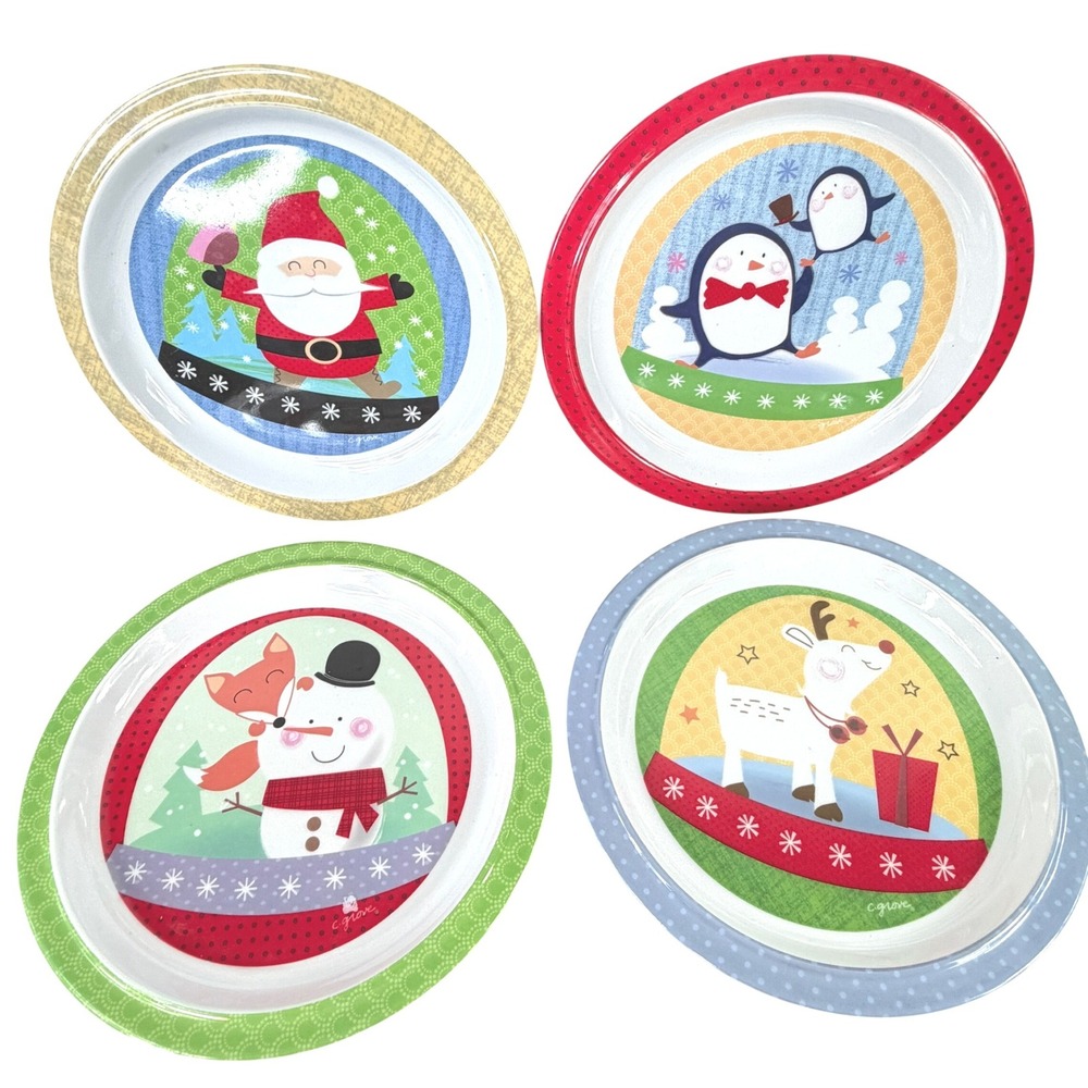 Christmas Melamine Plates Set of 4 by Citrus Grove Multicolor‎ Holiday Decor